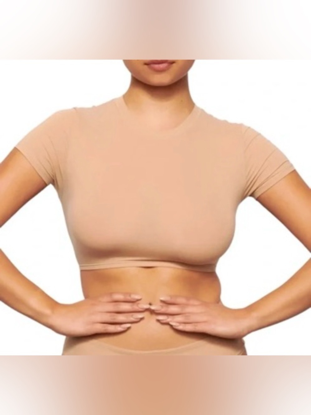 Skims Fits Everybody Crop Top in Light Beige